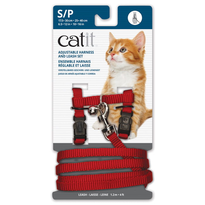 Catit Adjustable Harness & Leash Set Red Sml