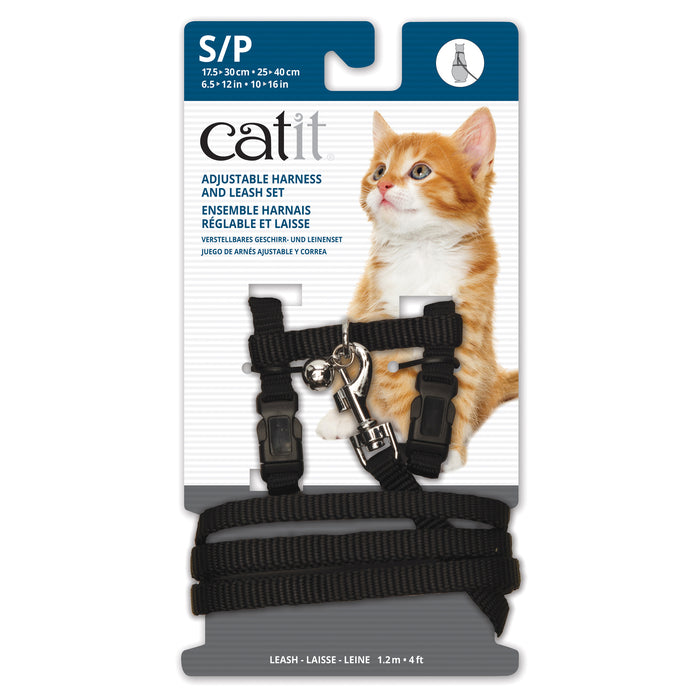 Catit Adjustable Harness & Leash Set, Black, Sml