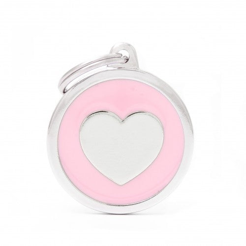 Pink Big Circle Heart ID Tags
