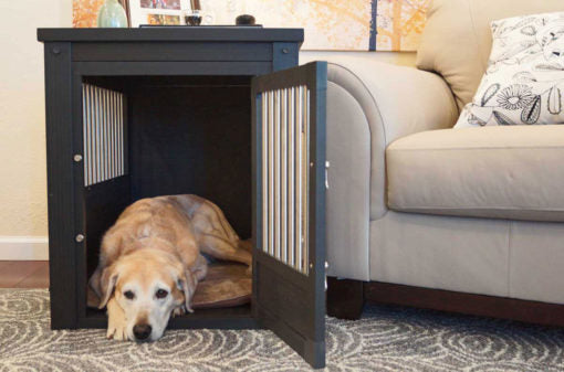 NewAge Pet Habitat N' Home  Pet Crate & End Table with Stainless Steel Spindle in Espresso MED