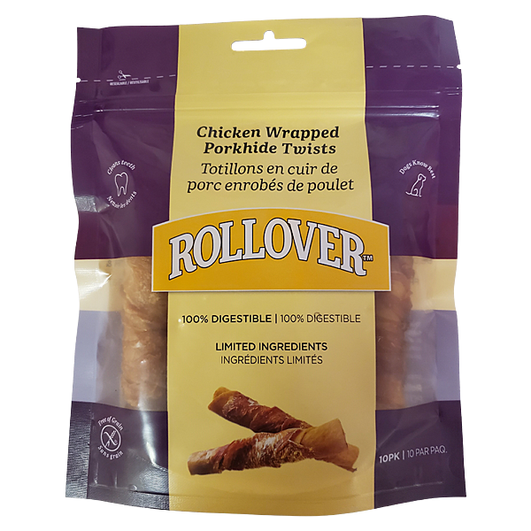 Rollover Chkn Wrapped Porkhide Twists 10pk
