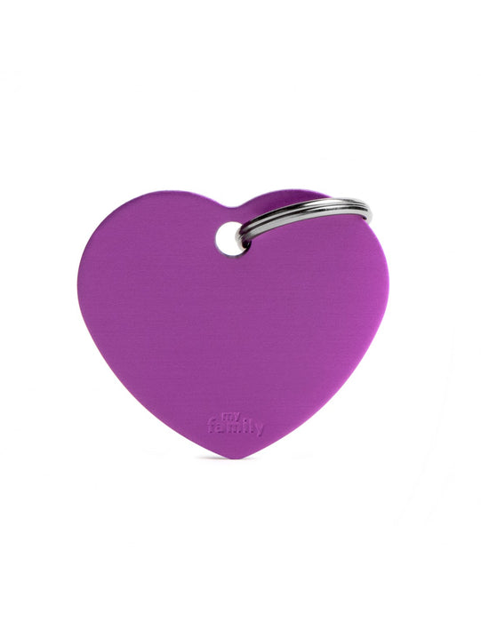 Big Heart Aluminum Purple ID Tags