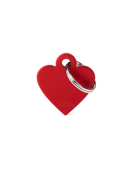 Small Heart Aluminum Red ID Tags