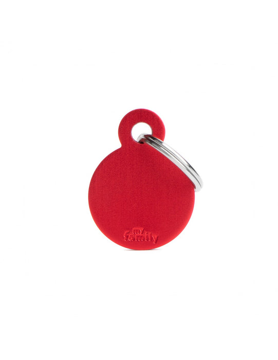 Small Round Aluminum Red ID Tag
