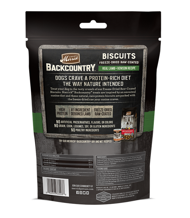 Merrick Backcountry Raw Coated Biscuits Lamb & Venison 10oz
