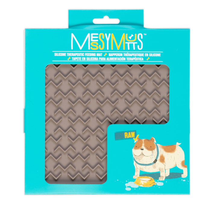 Messy Mutts Silicone Lick Mat Large 12x12" Gray