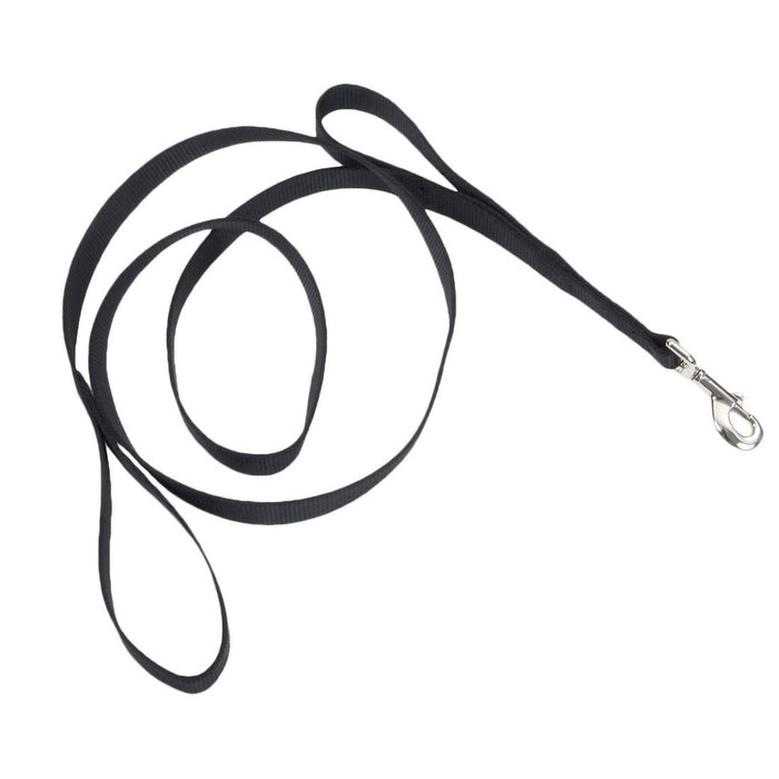 Loops 2® Double Handle Nylon Dog Lead with Traffic Handle 6'x1" Black